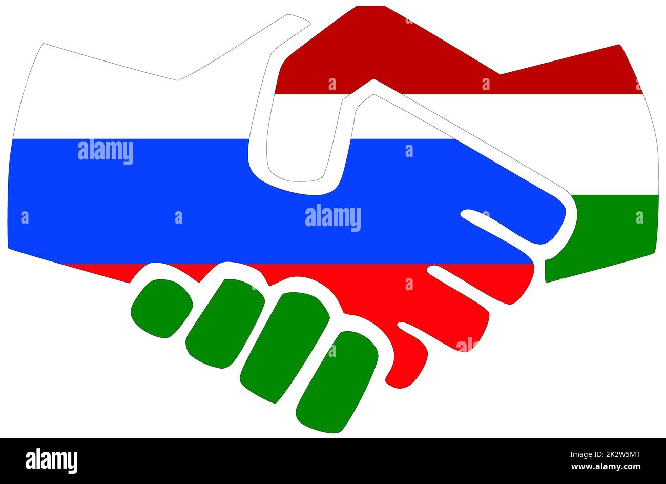Russia - Hungary : Handshake, symbol of agreement or friendshi Stock Photo