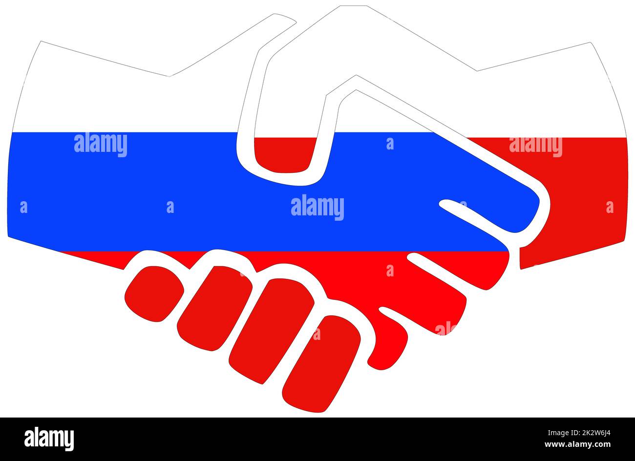Russia - Poland : Handshake, symbol of agreement or friendship Stock Photo
