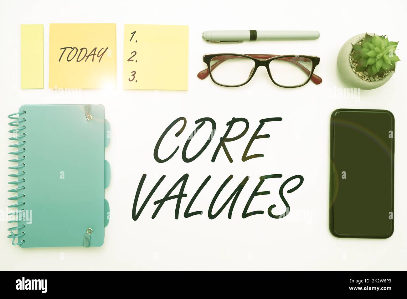 Text caption presenting Core Values. Concept meaning belief person or