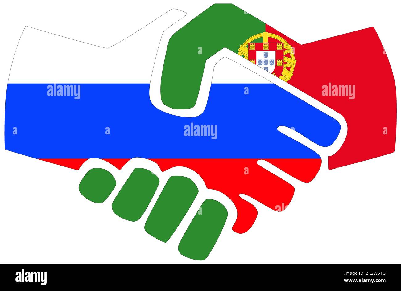 Russia - Portugal : Handshake, symbol of agreement or friendship Stock Photo