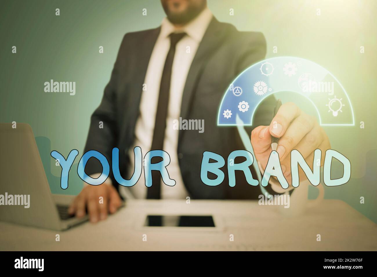 Text caption presenting Your Brand. Business showcase A name of any