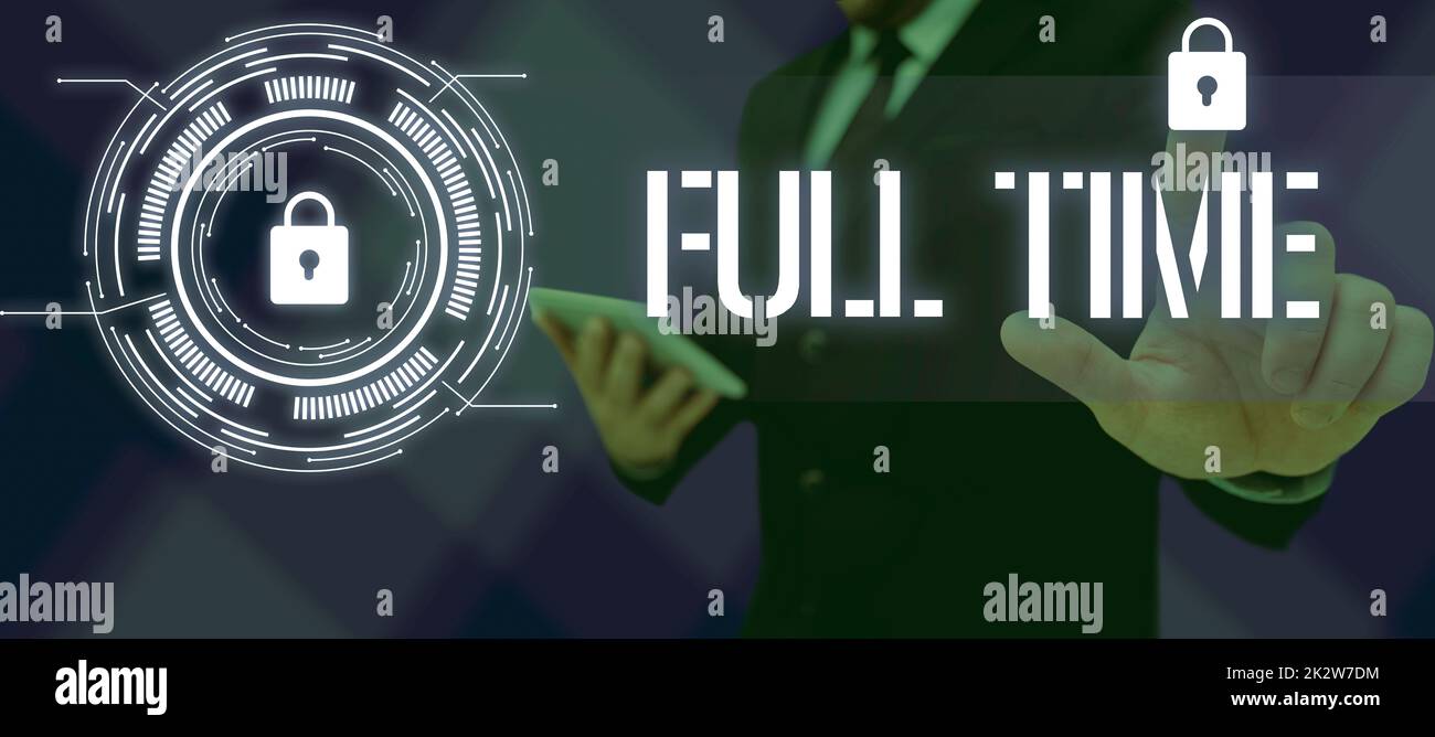 Sign displaying Full Time. Business overview working or operating the