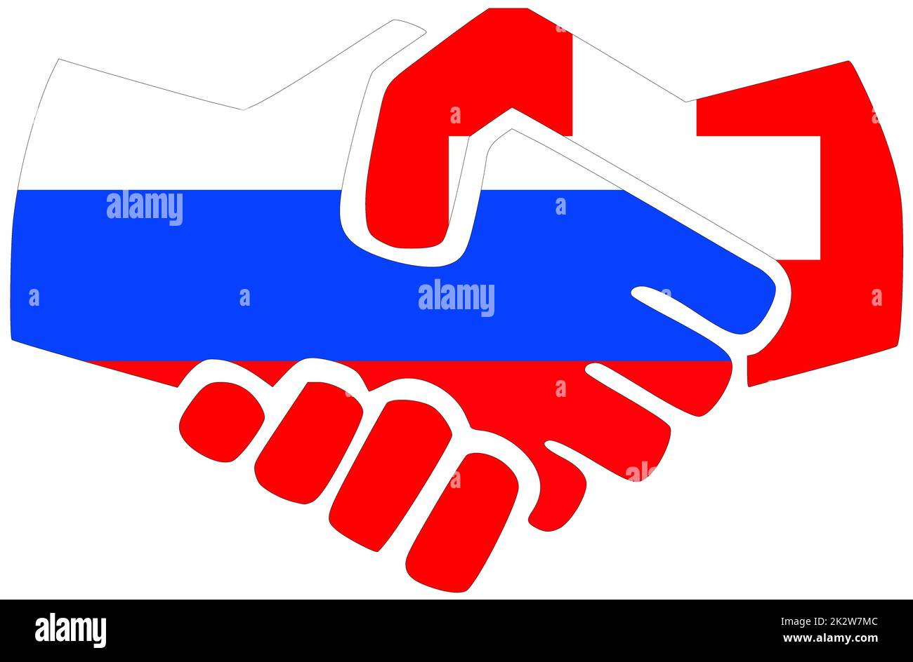 Russia - Switzerland : Handshake, symbol of agreement or friendship Stock Photo