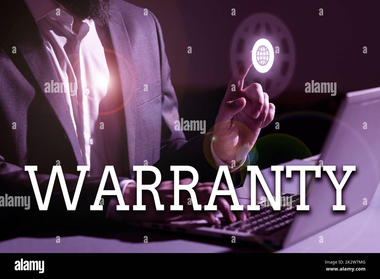 Text caption presenting Warranty. Business concept Free service of