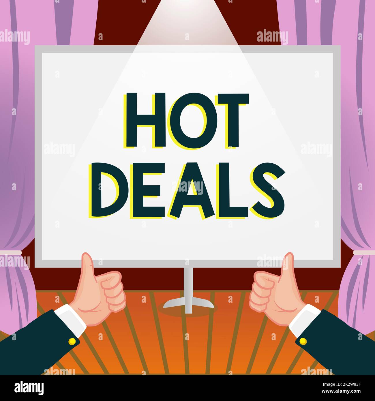 Hand writing sign Hot Deals. Business approach An agreement through ...