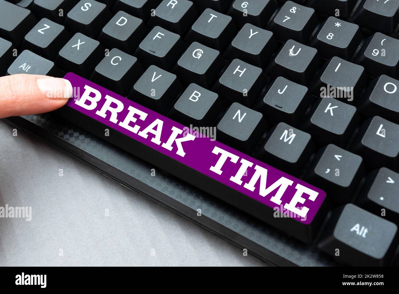 Handwriting text Break Time. Word for Period of rest or recreation after doing of certain work -48931 Stock Photo