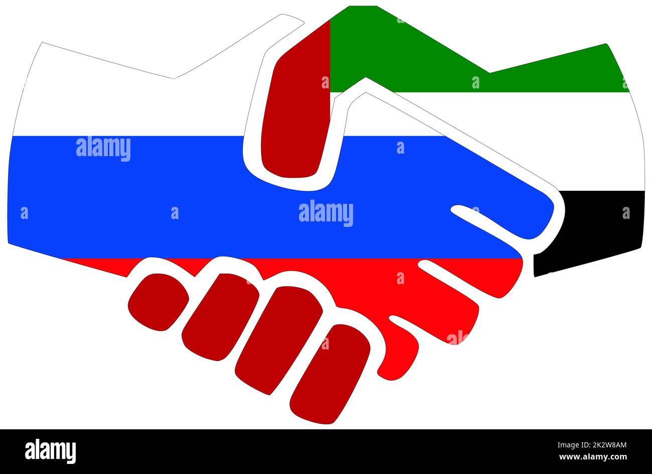 Russia - UAE : Handshake, symbol of agreement or friendship Stock Photo