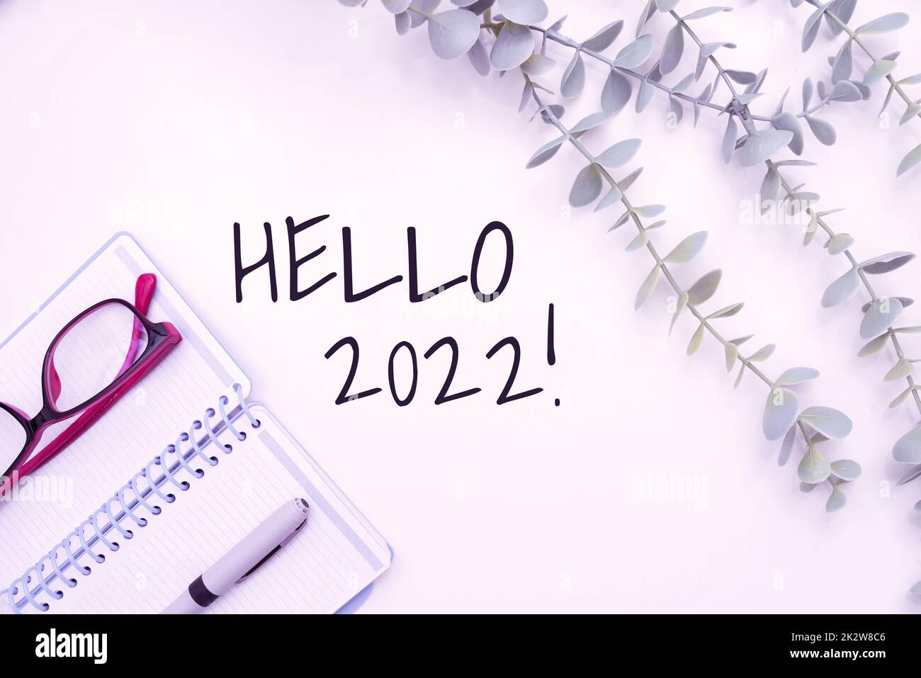 Conceptual display Hello 2022. Business overview Hoping for a greatness to happen for the coming new year Flashy School Office Supplies, Teaching Learning Collections, Writing Tools Stock Photo