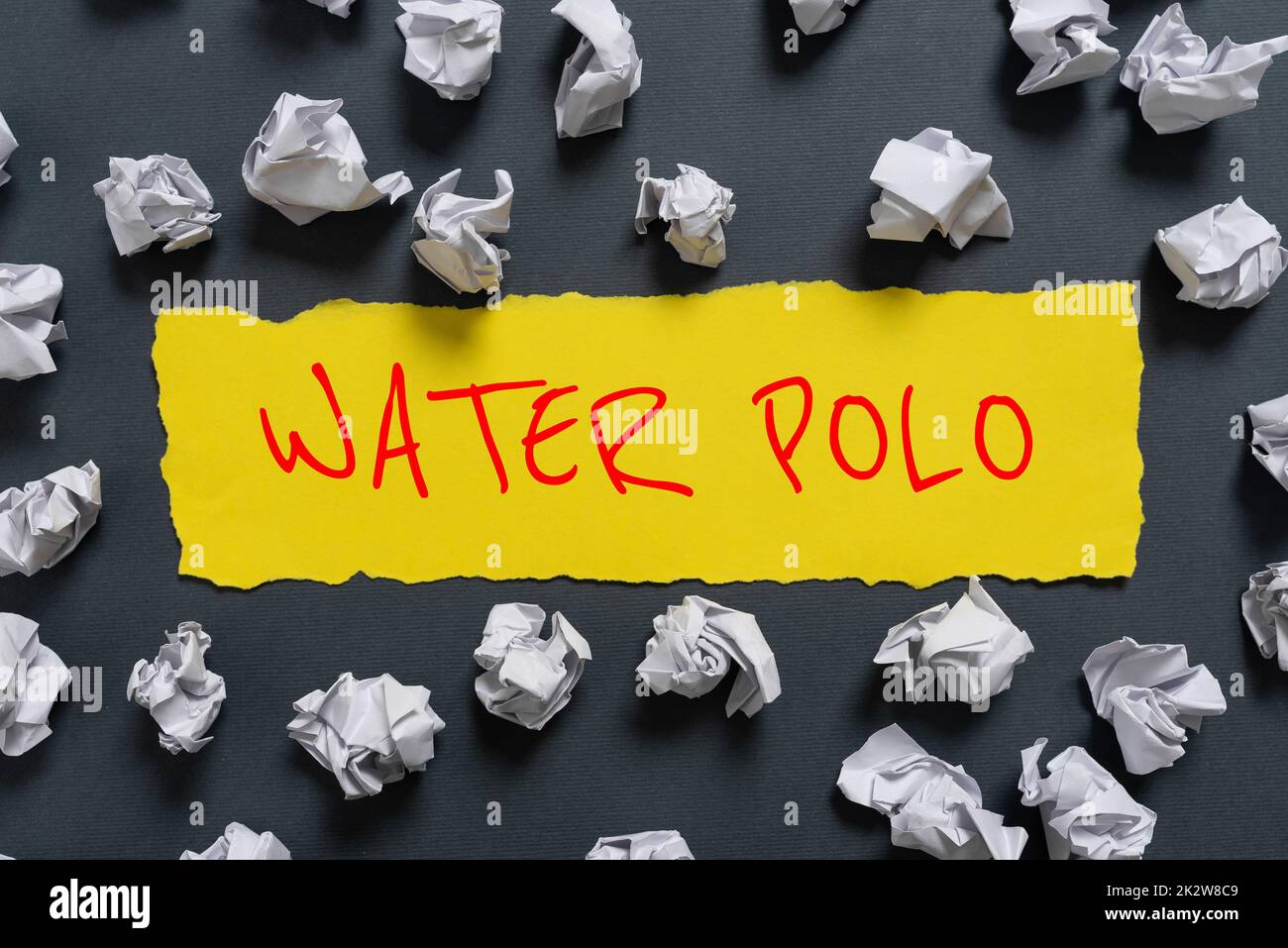 Text caption presenting Water Polo. Concept meaning competitive team