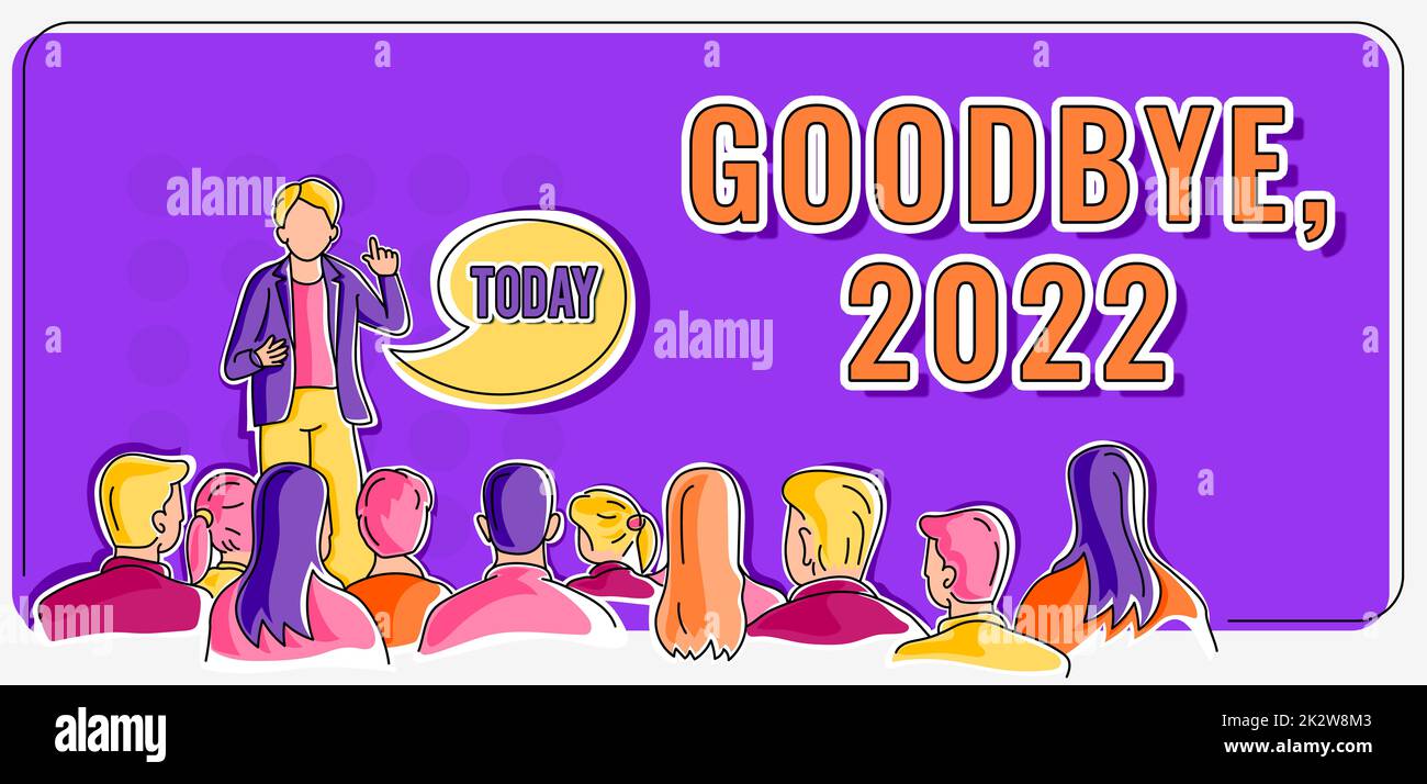Conceptual display Goodbye 2022. Word Written on New Year Eve Milestone 