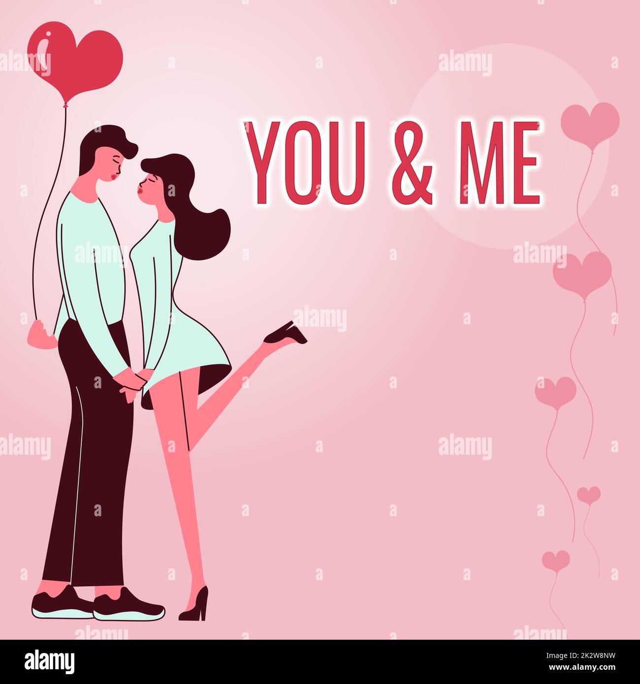 Conceptual display YOU and ME. Business concept Love Birds exchanging love on Valentines Day Couple holding hands represent romantic pair expressing love. Stock Photo