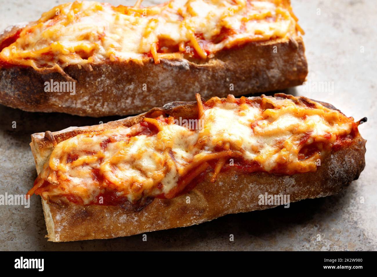 rustic spaghetti in tomato sauce sandwich Stock Photo