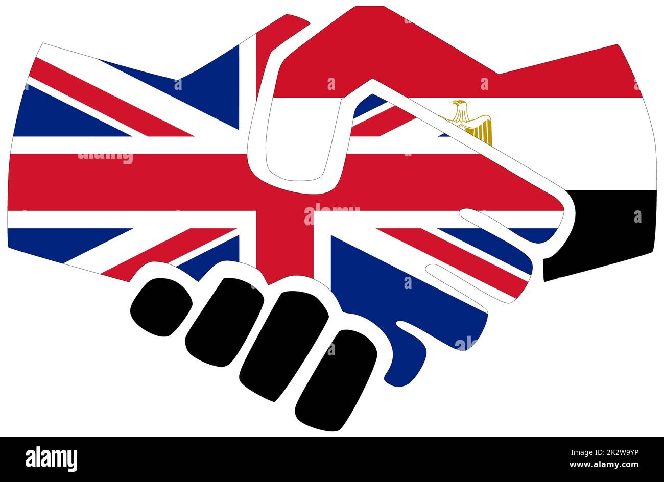 UK - Egypt : Handshake, symbol of agreement or friendship Stock Photo