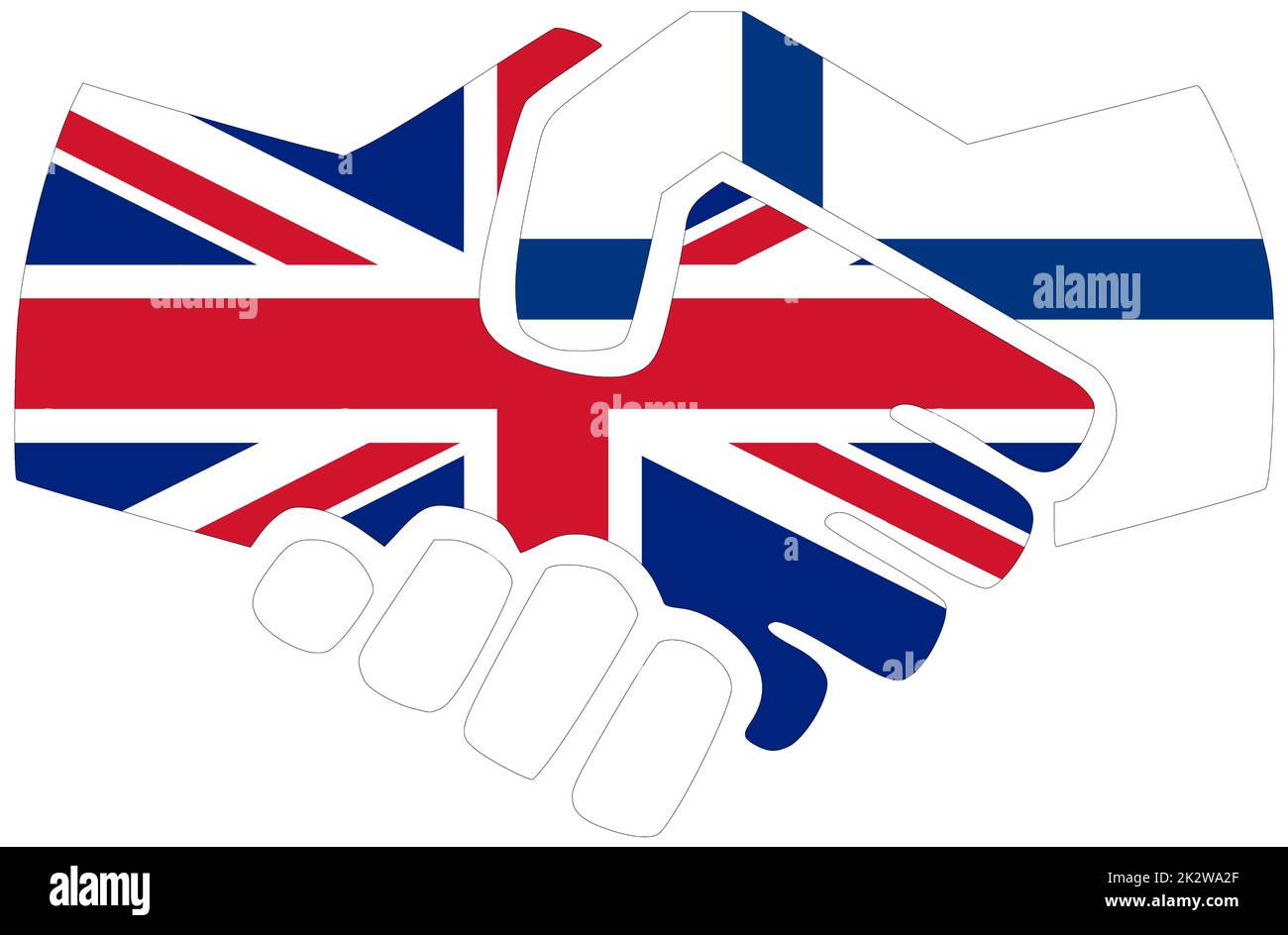 UK - Finland : Handshake, symbol of agreement or friendship Stock Photo