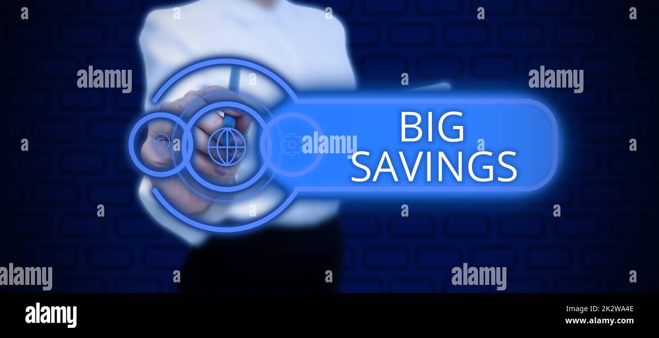 Conceptual display Big Savings. Word Written on income not spent or ...