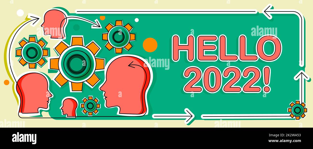 Hand writing sign Hello 2022. Business approach Hoping for a greatness ...