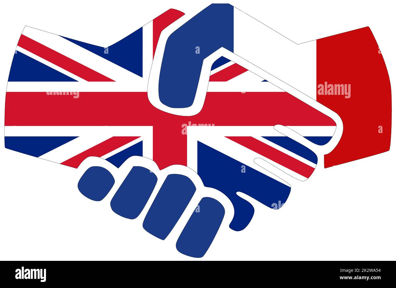 UK - France : Handshake, symbol of agreement or friendship Stock Photo