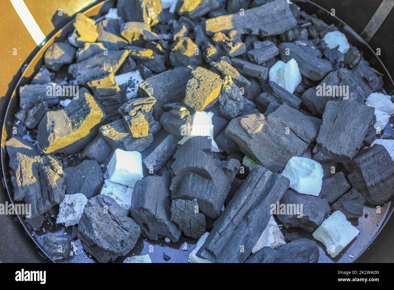 Preparing Barbeque BBQ Campfire and burning wood with orange flames Stock Photo Alamy
