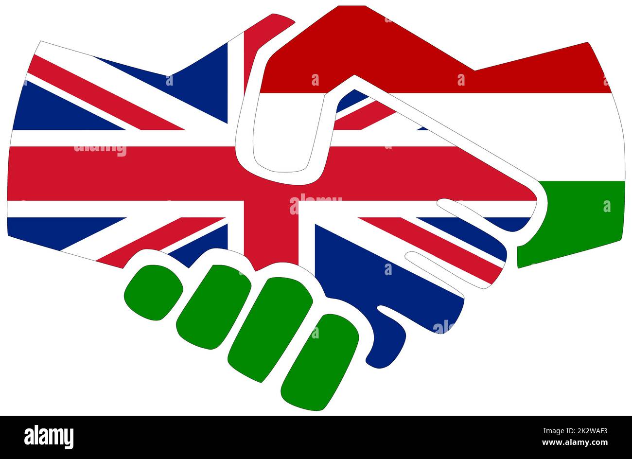 UK - Hungary : Handshake, symbol of agreement or friendship Stock Photo