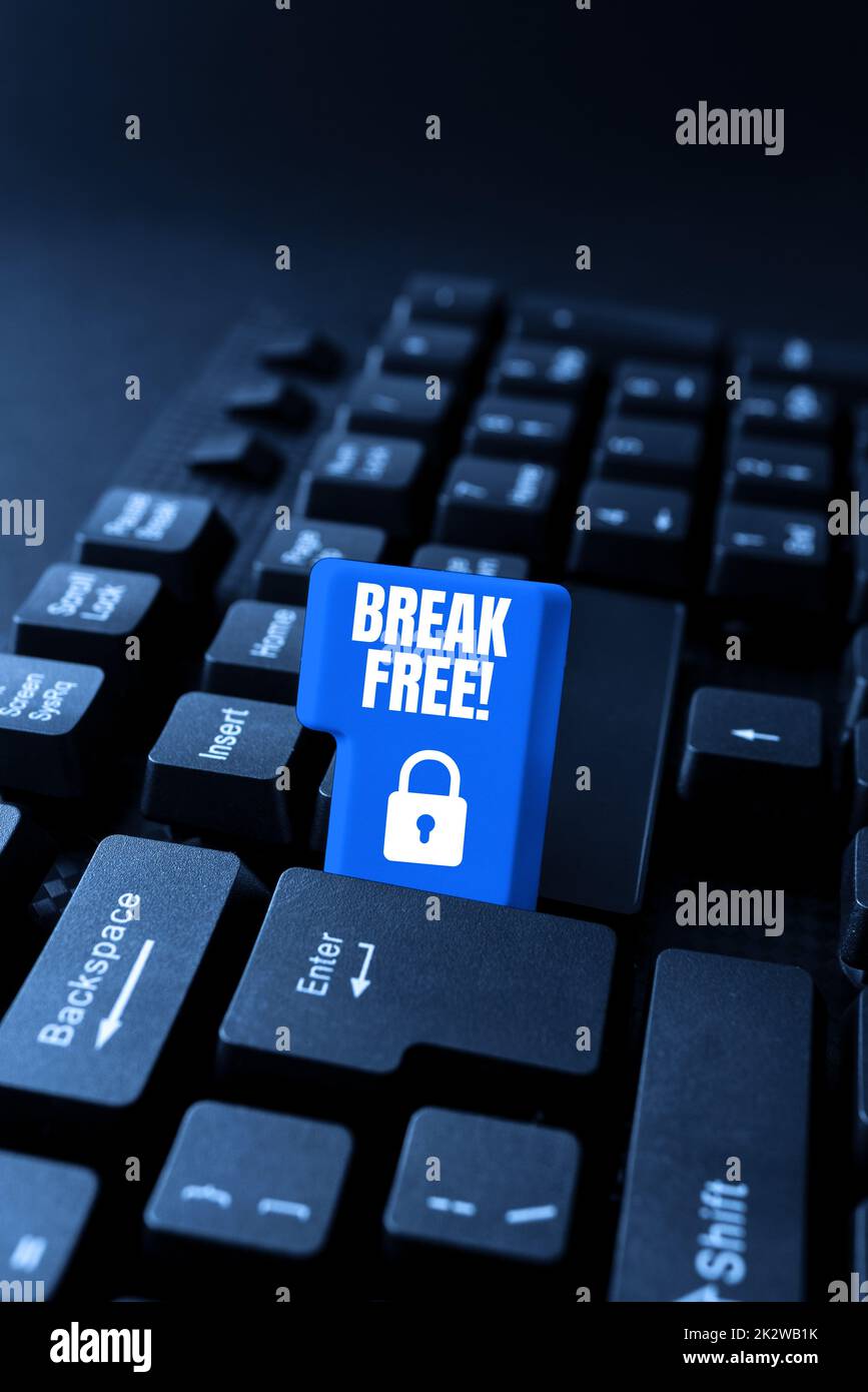 Hand writing sign Break Free. Internet Concept another way of saying ...