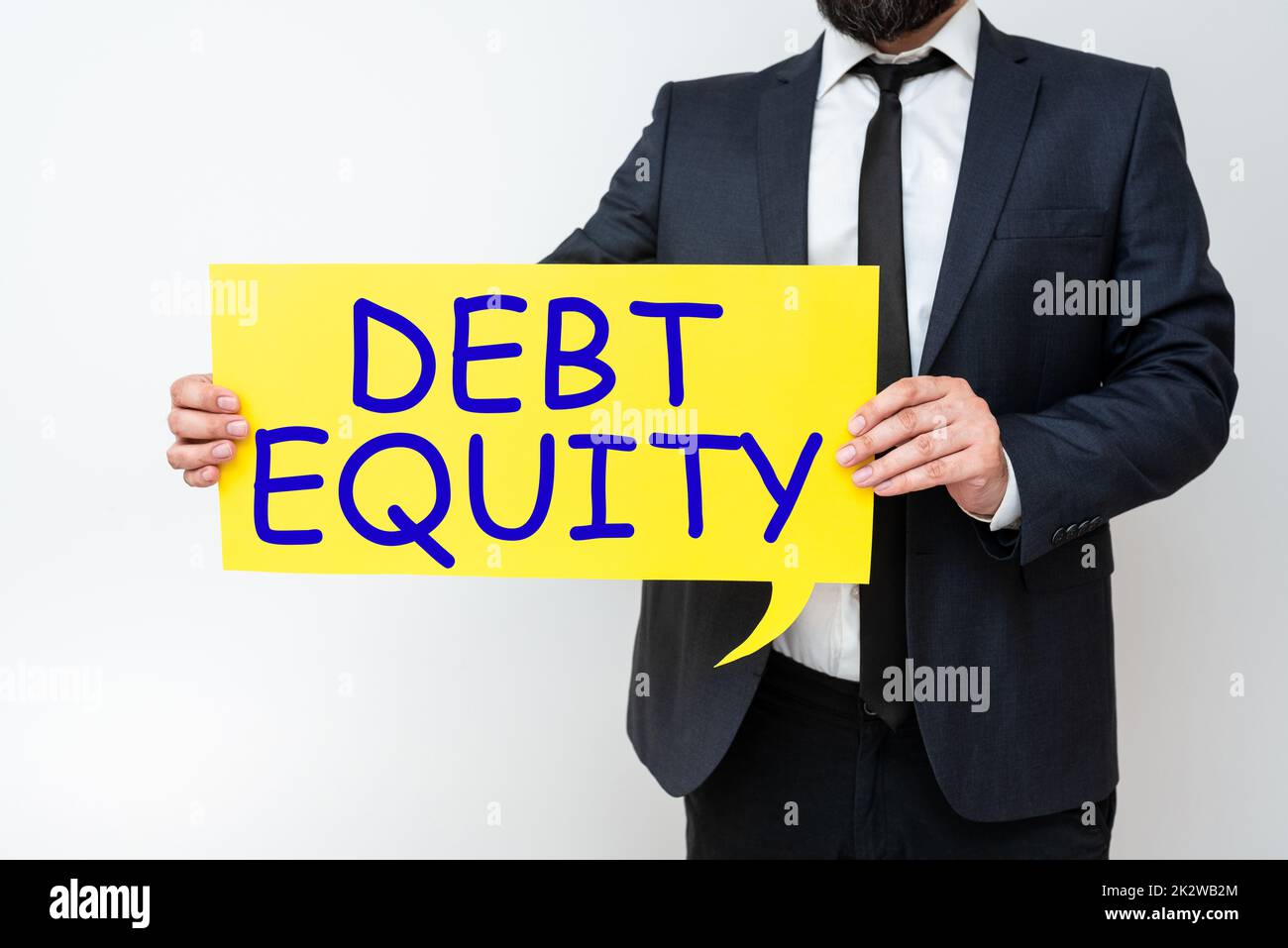 Writing displaying text Debt Equity. Conceptual photo dividing companys total liabilities by its stockholders -48157 Stock Photo