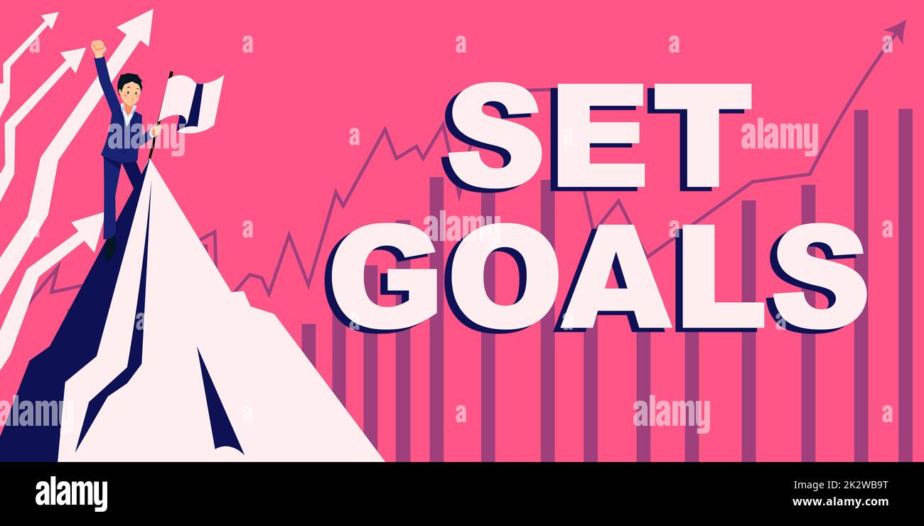 Conceptual display Set Goals. Word for Defining or achieving something