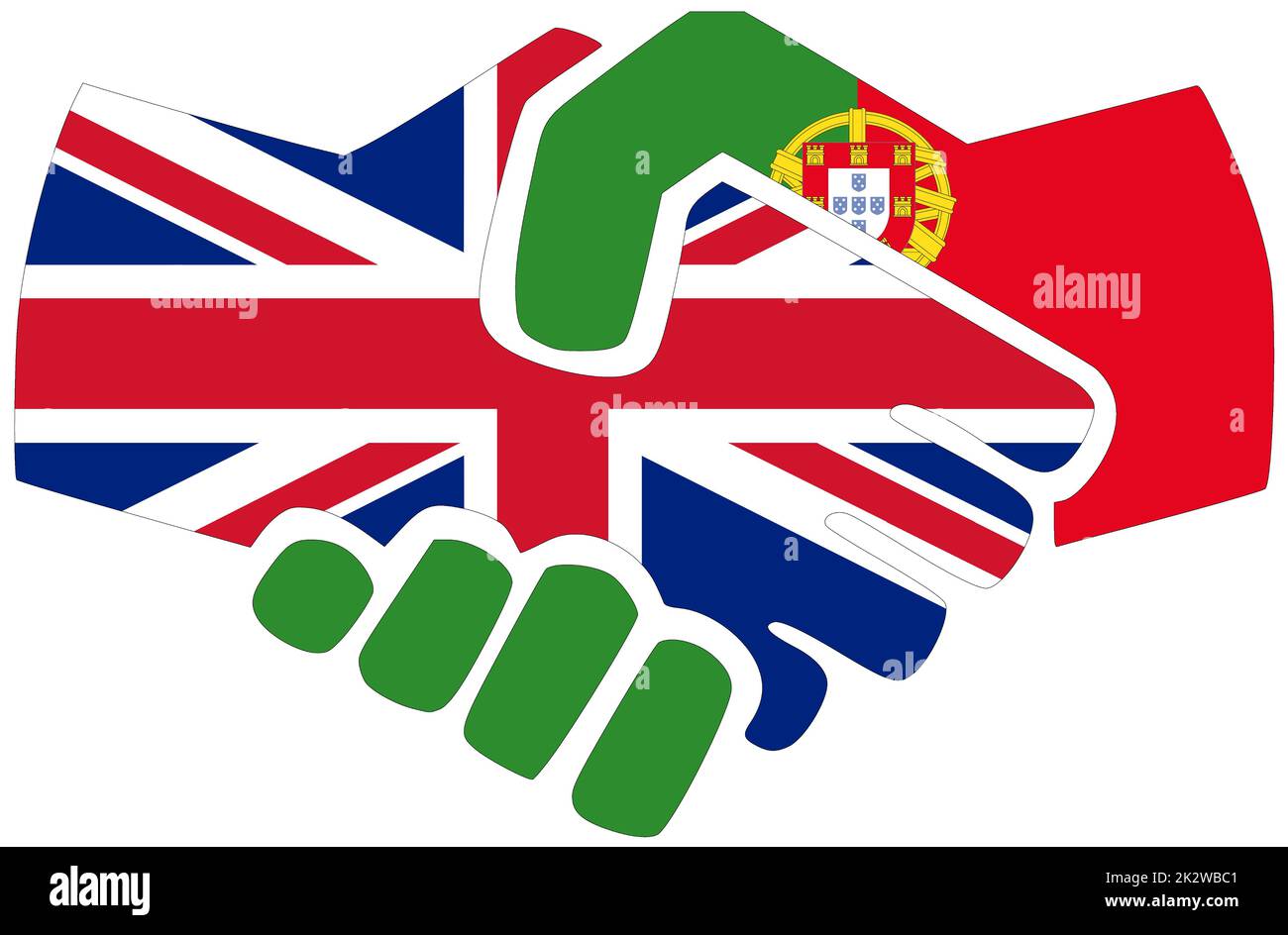 UK Portugal Handshake, symbol of agreement or friendship Stock