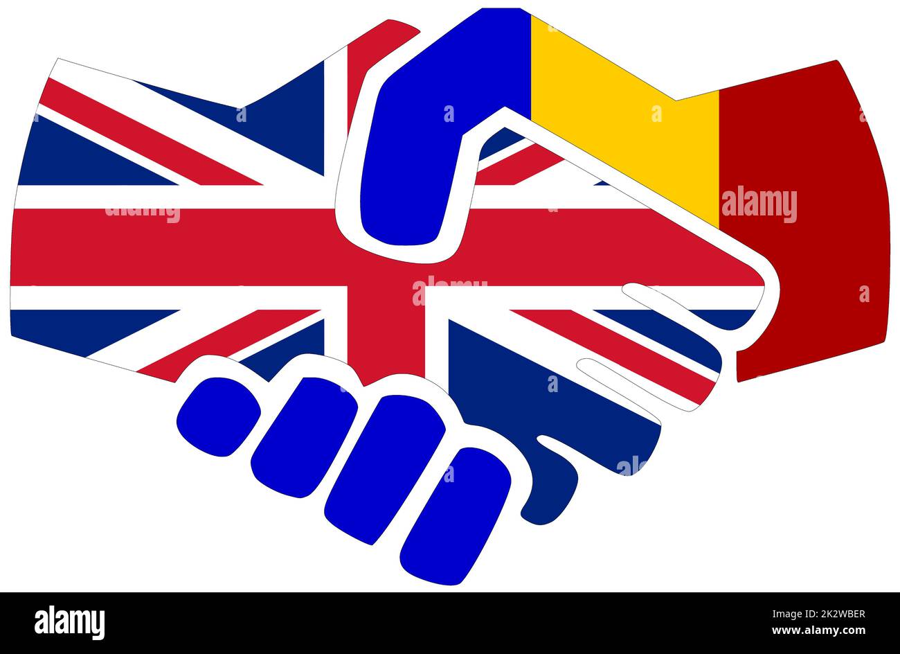 UK - Romania : Handshake, symbol of agreement or friendship Stock Photo