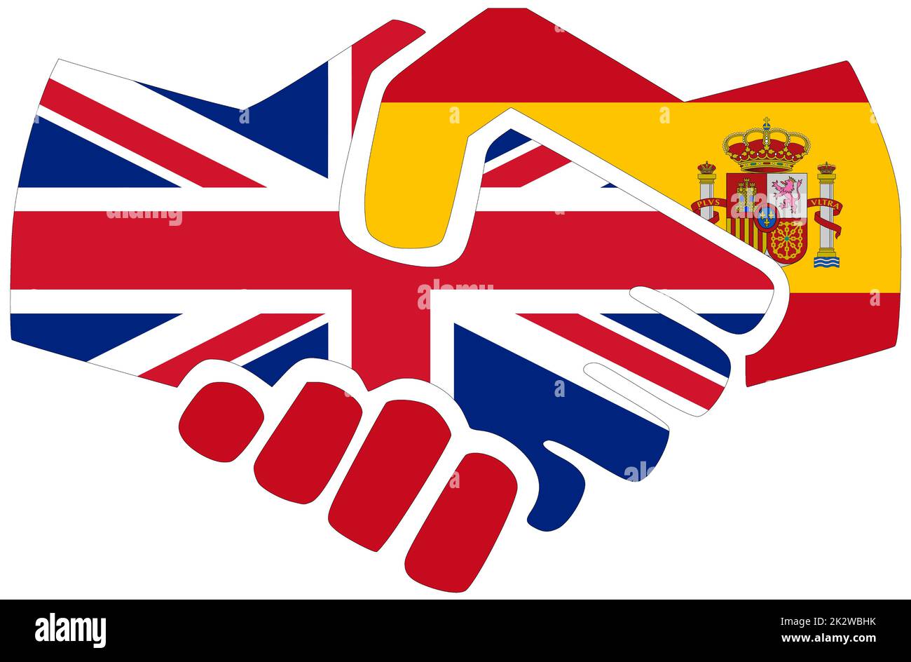 UK - Spain : Handshake, symbol of agreement or friendship Stock Photo