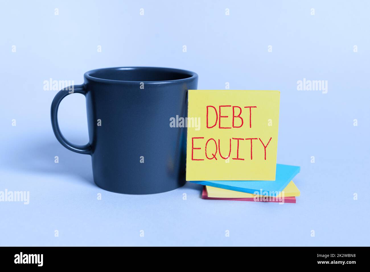 Conceptual display Debt Equity. Concept meaning dividing companys total liabilities by its stockholders -47791 Stock Photo