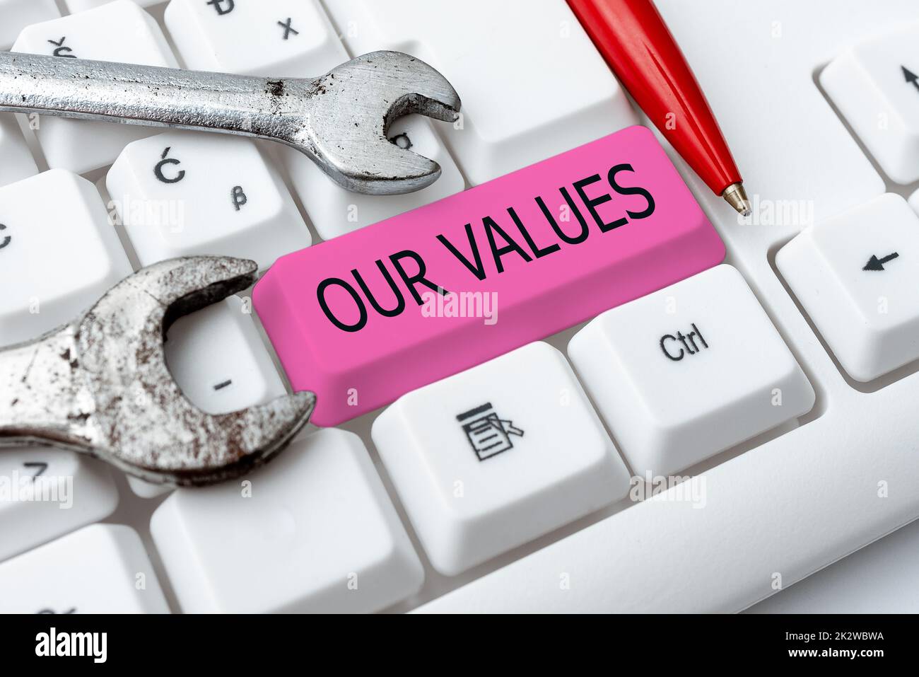 Conceptual caption Our Values. Business idea list of morals companies or individuals commit to do them -48634 Stock Photo