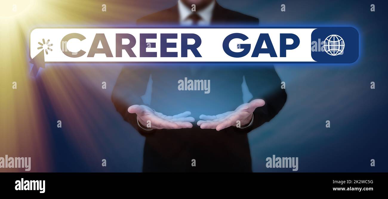 Hand writing sign Career Gap. Word for A scene where in you stop working by your profession for a while -47649 Stock Photo