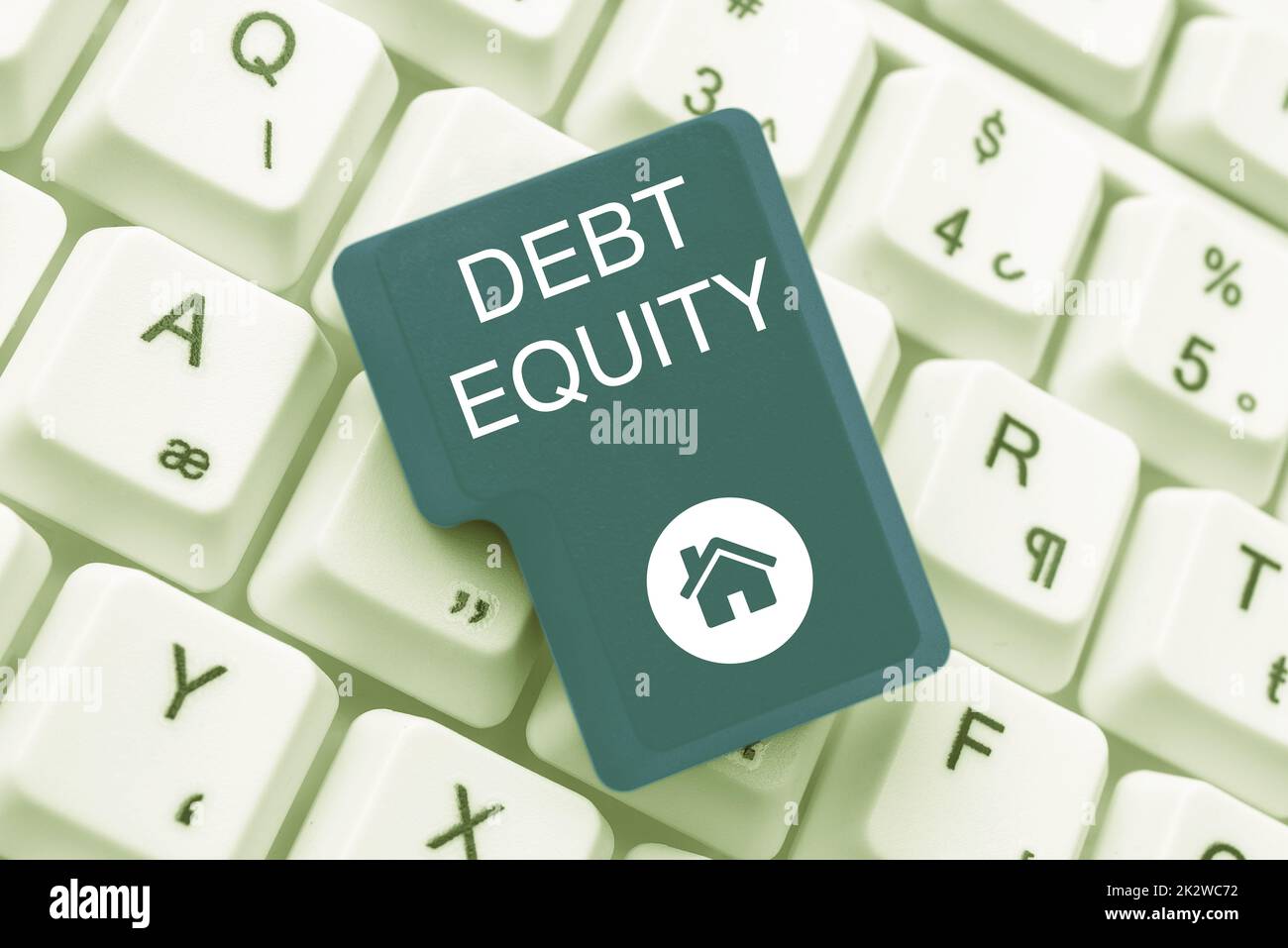 Sign displaying Debt Equity. Business concept dividing companys total liabilities by its stockholders -48996 Stock Photo
