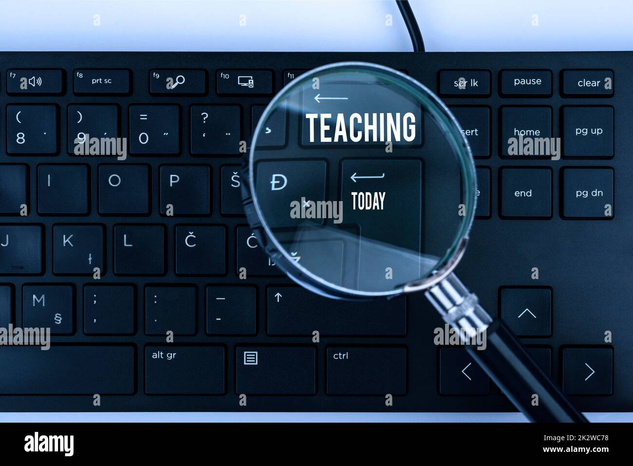 Sign displaying Teaching. Concept meaning Act of giving information, explaining one subject to a person Computer Keyboard And Symbol.Information Medium For Communication. Stock Photo