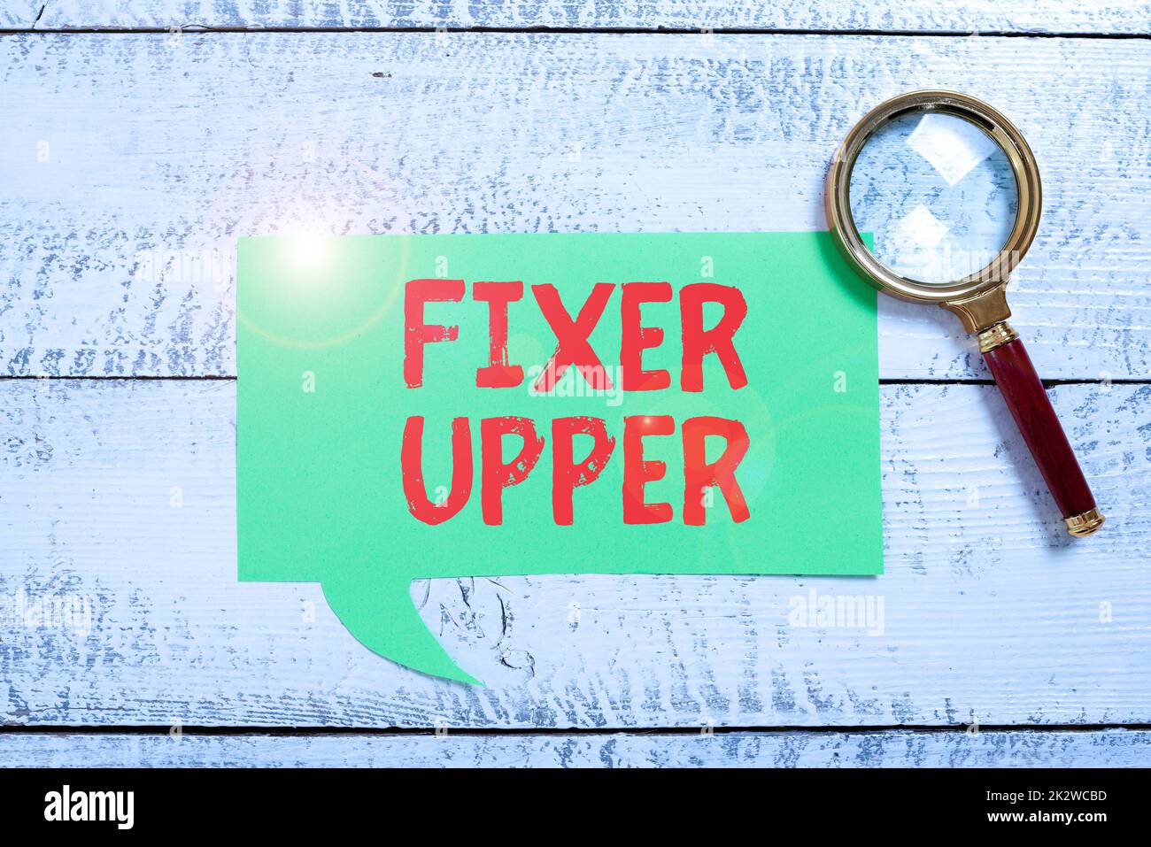 Text showing inspiration Fixer Upper. Concept meaning house in need of