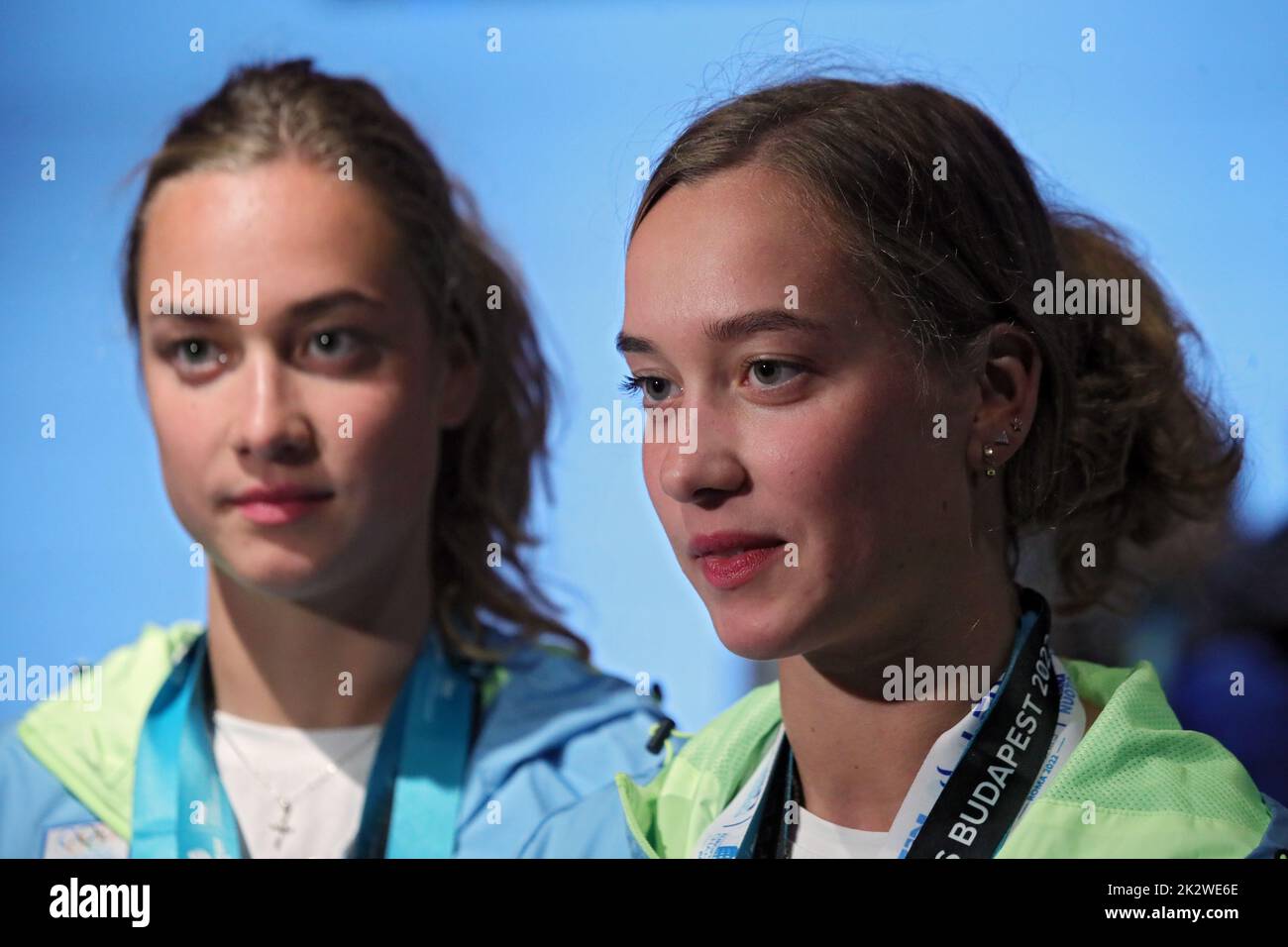 KYIV, UKRAINE - SEPTEMBER 21, 2022 - Ukrainian artistic swimmers Maryna ...