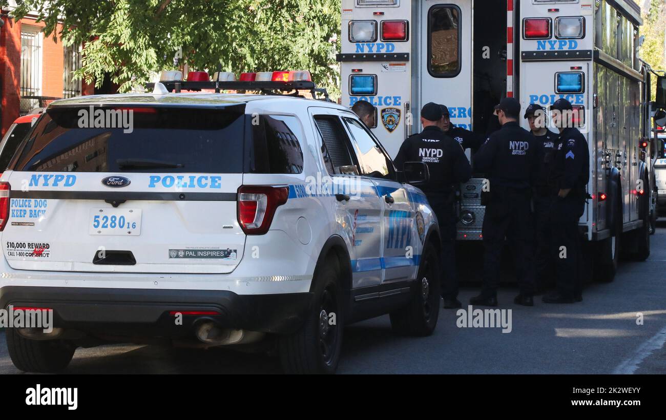 NYPD Emergency Services Unit (ESU) response to incident in the Bronx, New York, NY USA Stock Photo