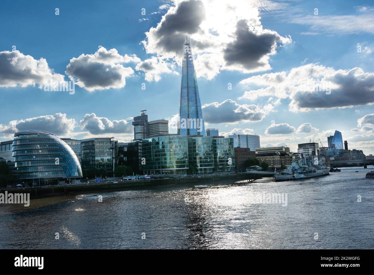 London,England,United Kingdom - August 24, 2022 : View of London Skyline near River Thames Stock Photo