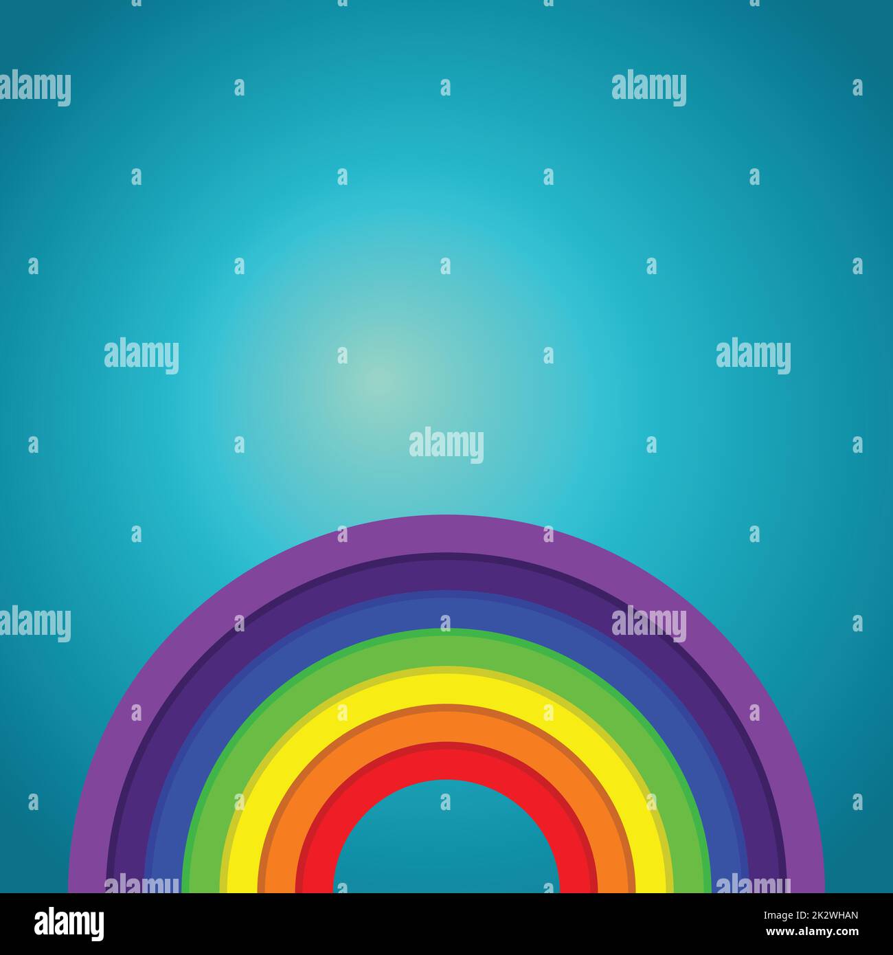Rainbow shaped as semicircular arc on blue background Stock Vector