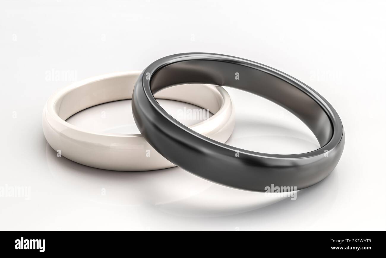 black and white rings on a white background Stock Photo Alamy