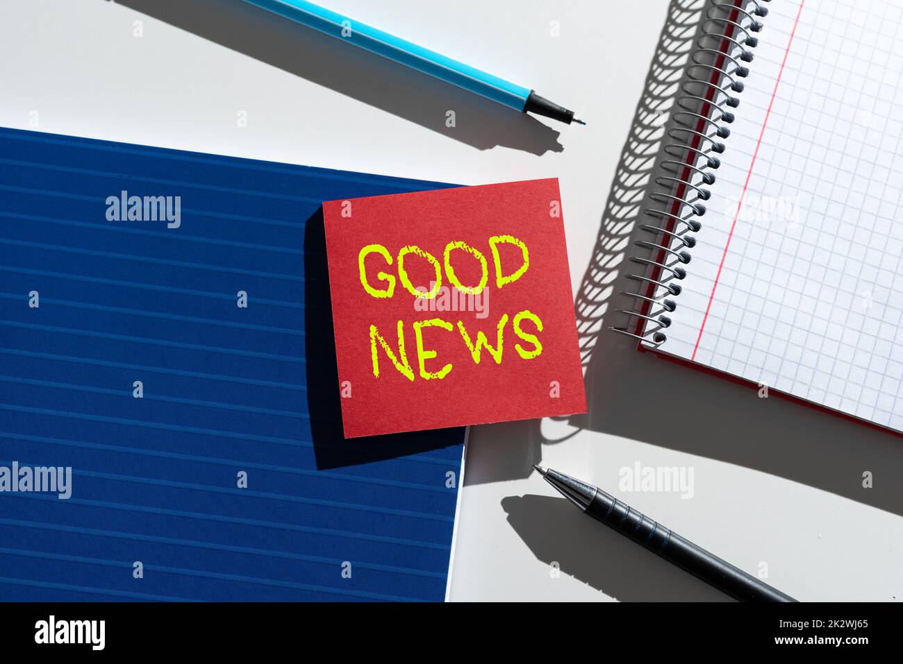 Writing displaying text Good News. Business overview Someone or something positive,encouraging,uplifting,or desirable -47622 Stock Photo