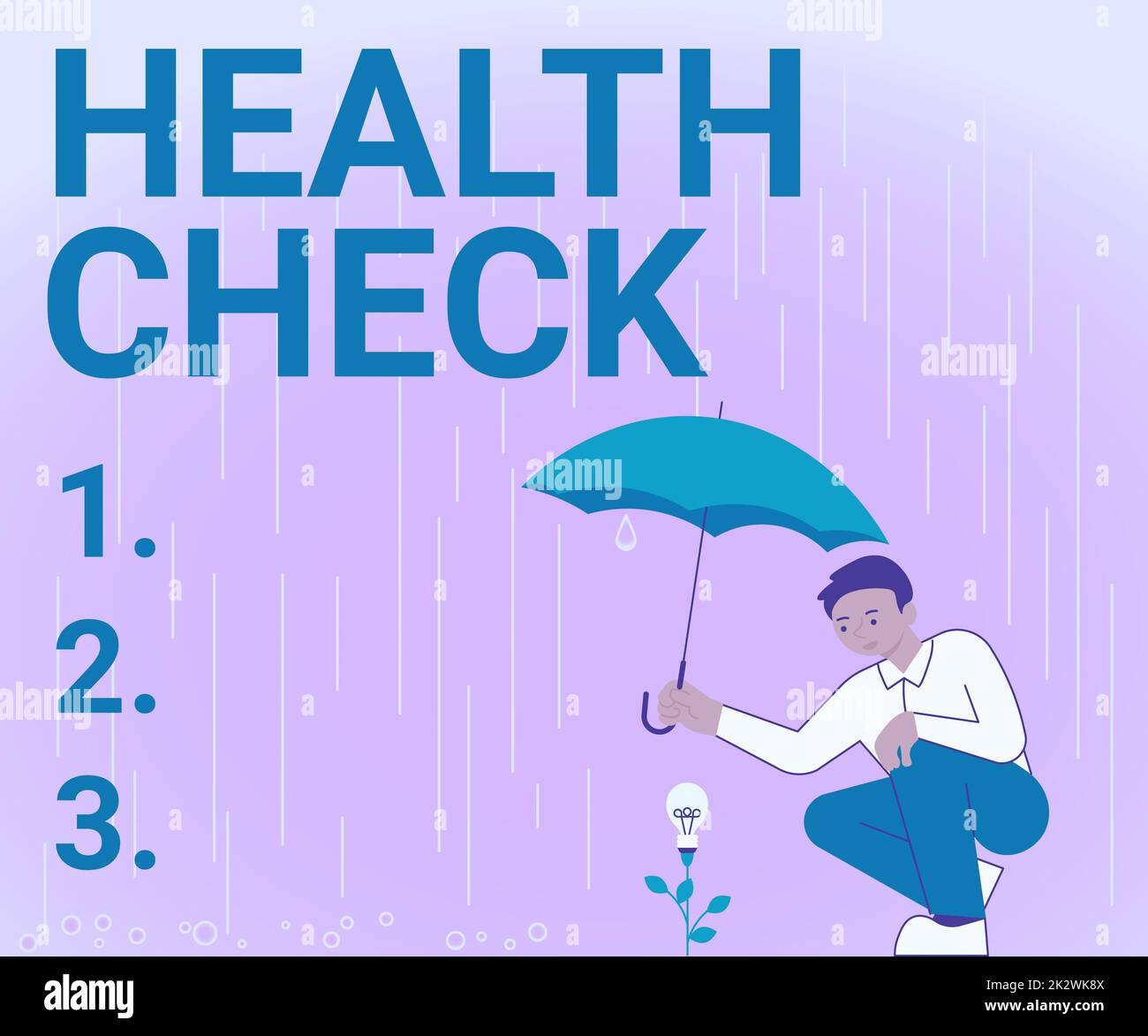 Text caption presenting Health Check. Word for Medical Examination Wellness and general state Inspection Gentleman Holding Umbrella Growing Flower Presenting Newest Project Ideas. Stock Photo