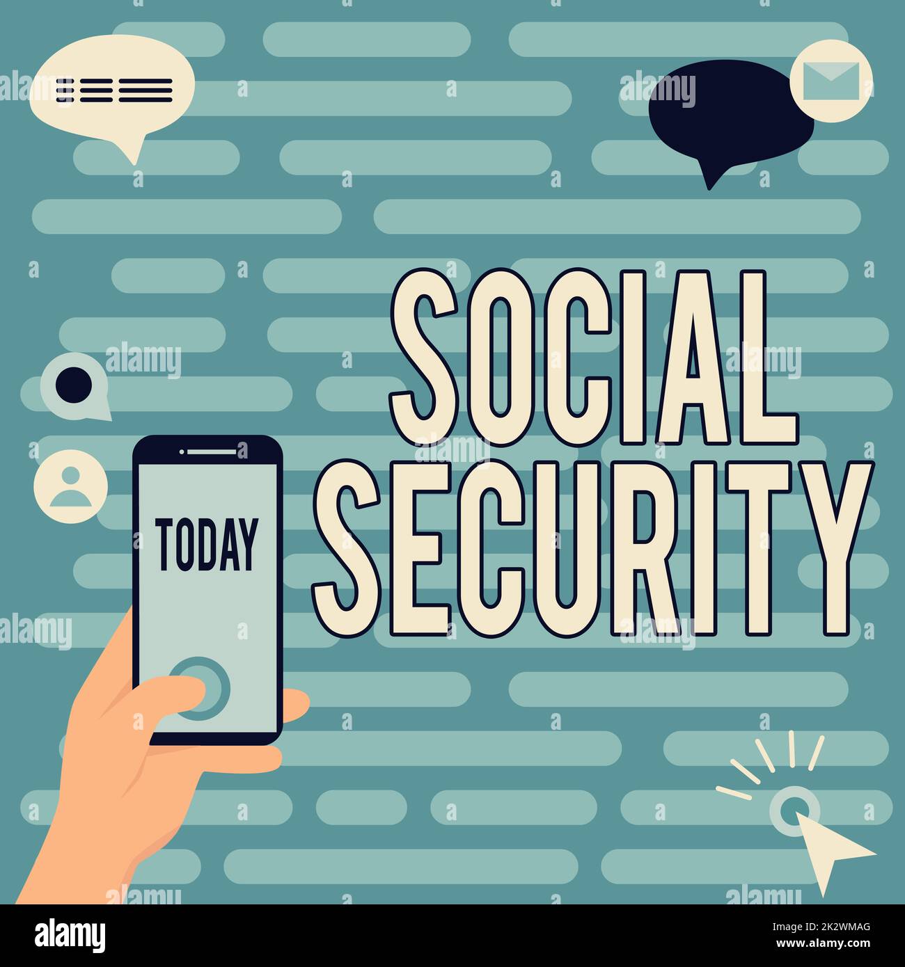 Inspiration showing sign Social Security. Concept meaning assistance from state showing with inadequate or no income Hands Holding Technological Device Pressing Application Button. Stock Photo