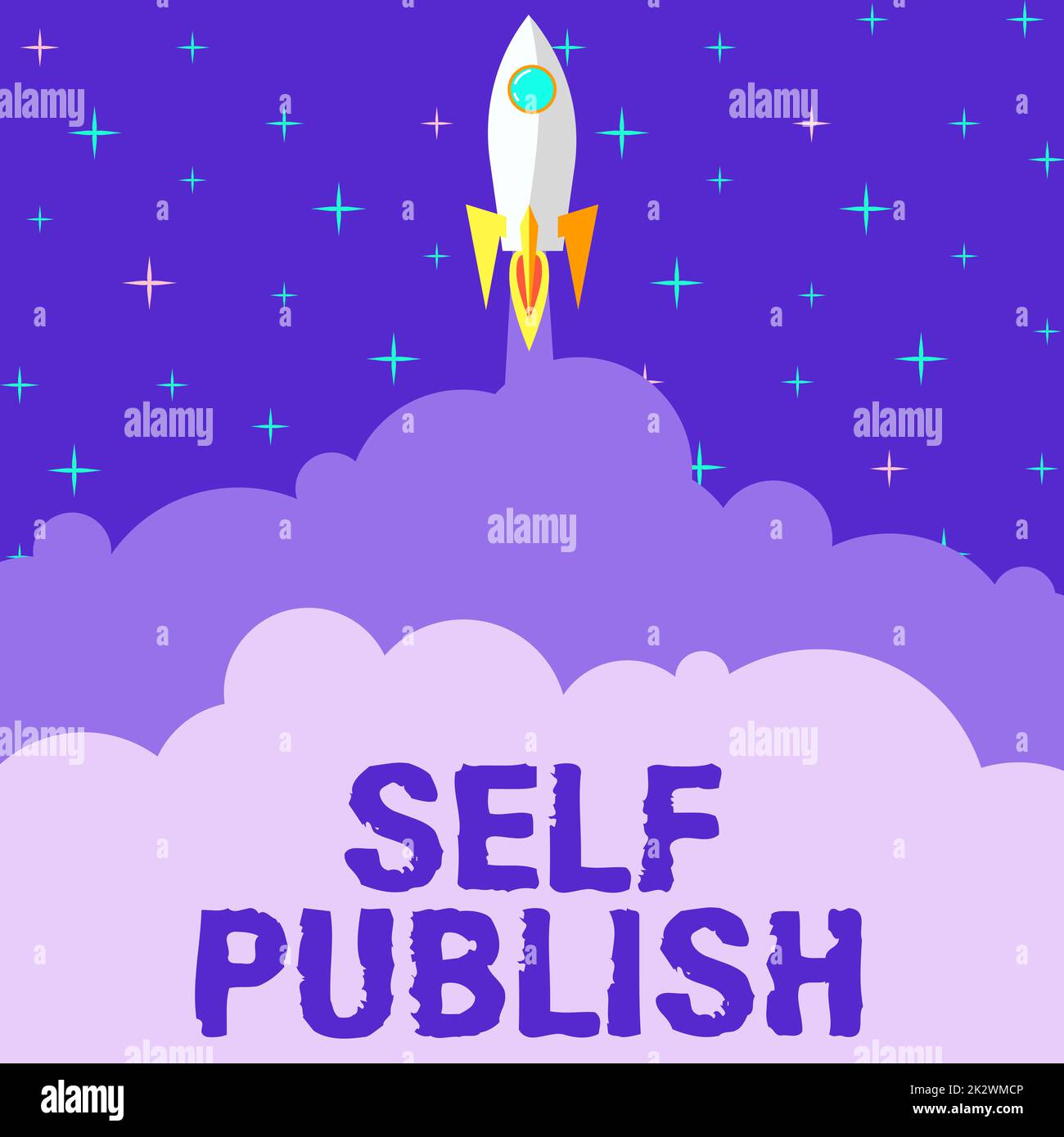 Hand writing sign Self Publish. Business showcase Published work independently and at own expense Indie Author Rocket Ship Launching Fast Straight Up To The Outer Space. Stock Photo