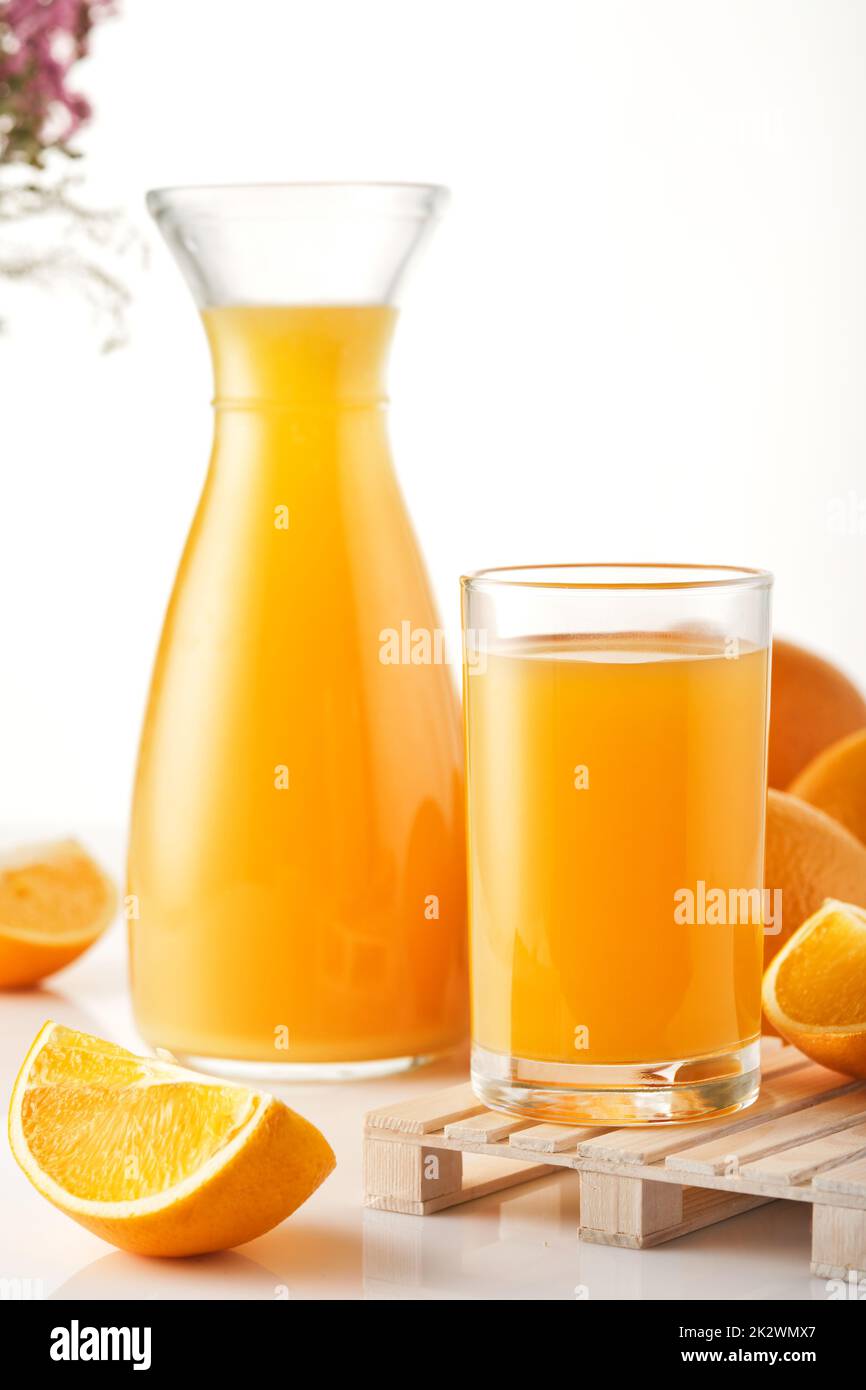Fresh Squeezed Orange Juice with Fresh Fruits Stock Photo Alamy