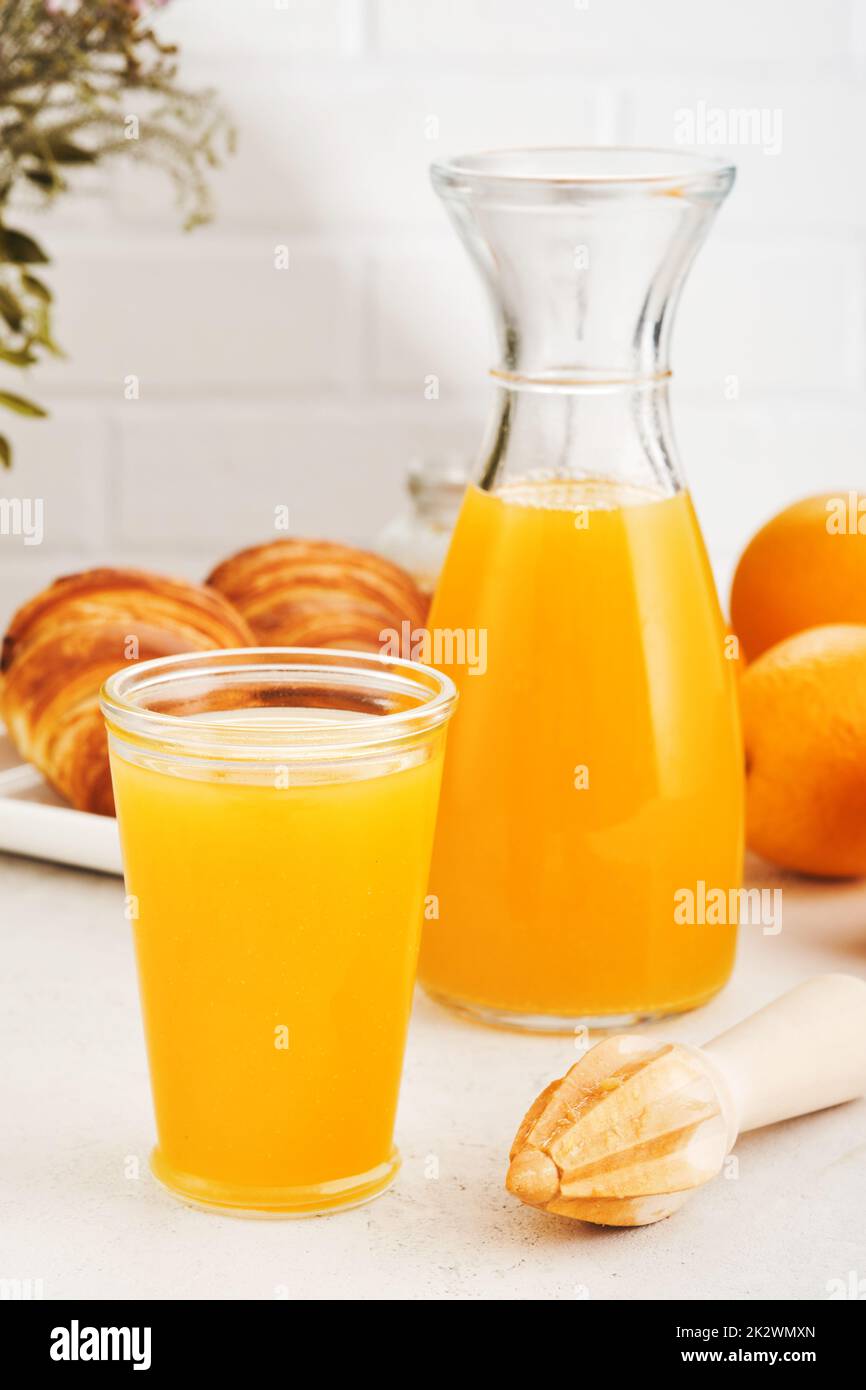 Fresh Squeezed Orange Juice with Fresh Fruits Stock Photo Alamy