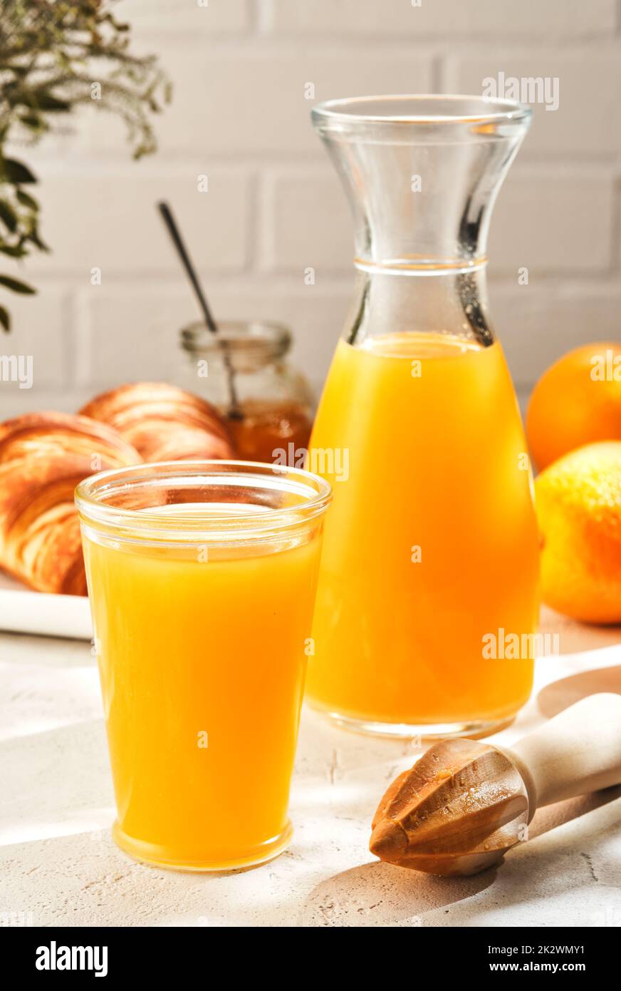 Fresh Squeezed Orange Juice with Fresh Fruits Stock Photo Alamy