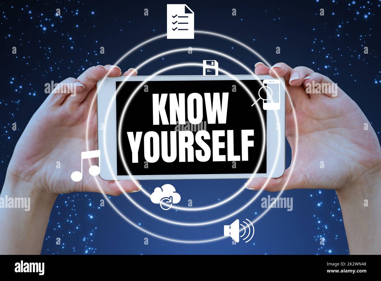 Text caption presenting Know Yourself. Word Written on Find You
