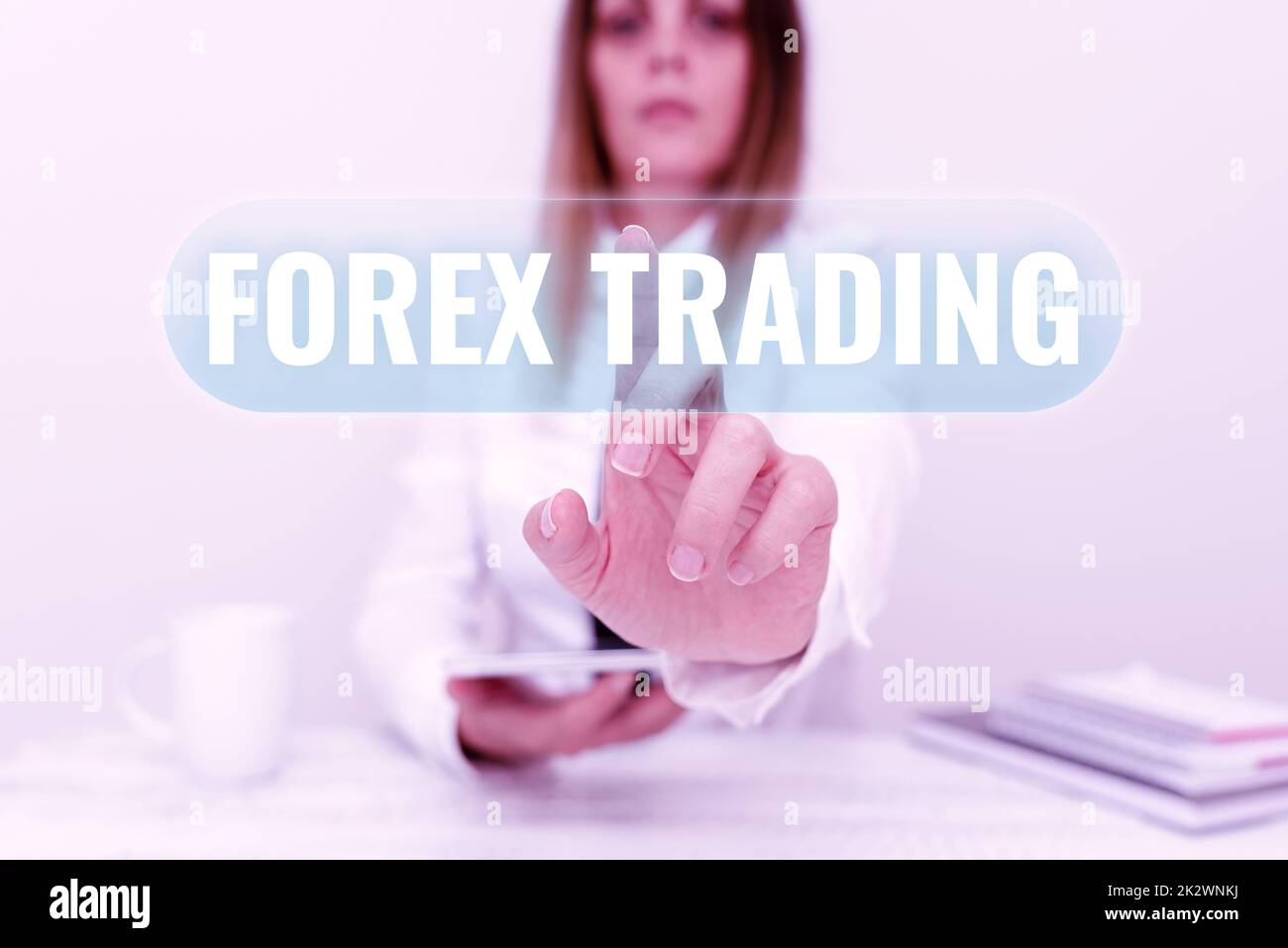 Conceptual caption Forex Trading. Internet Concept exchange of currencies between two or more countries Developer Discussing Gadget Upgrade, Presenting Technical Specs Stock Photo