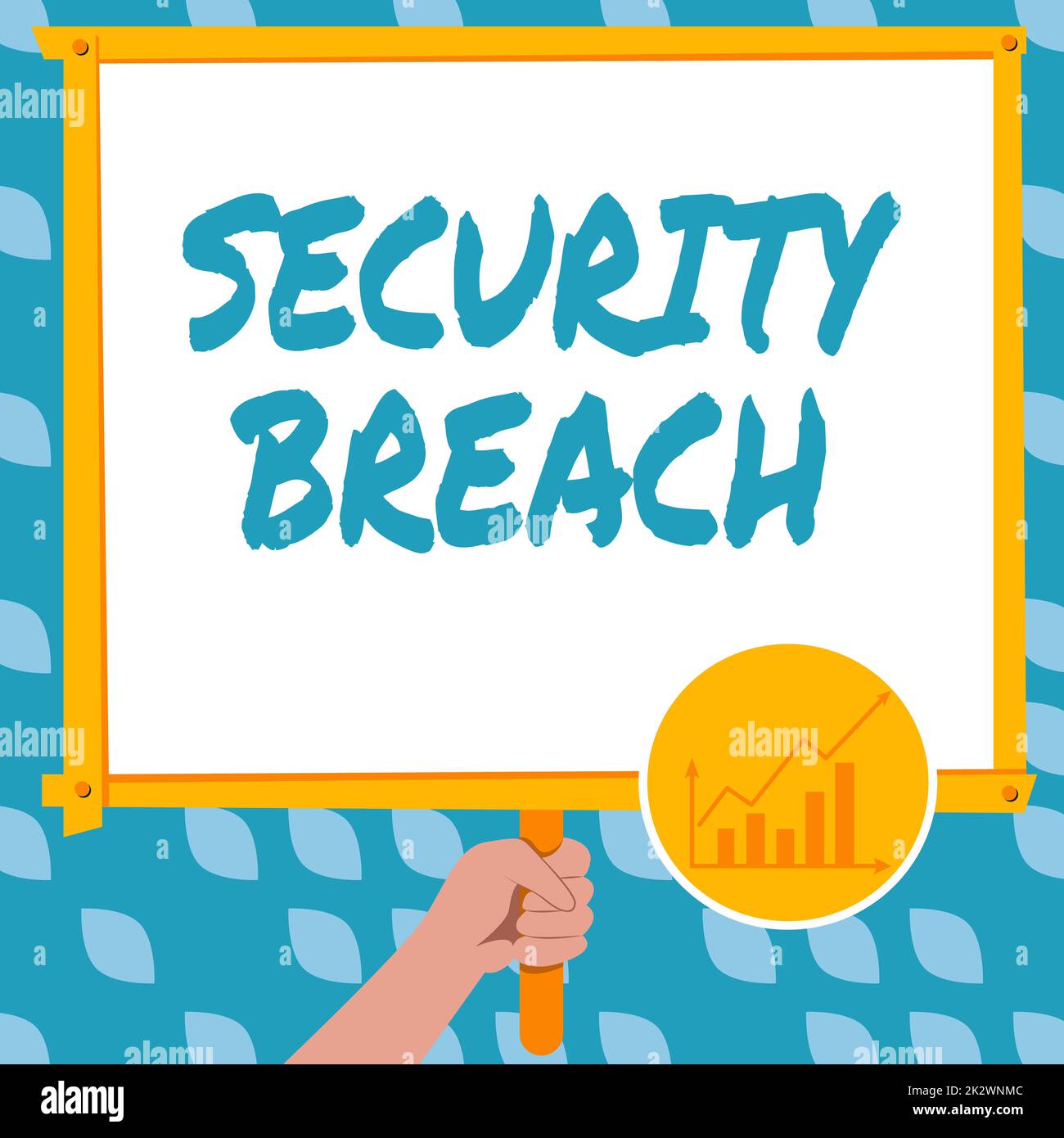 Conceptual display Security Breach. Business idea incident that results in unauthorized access of data Hand Holding Panel Board Displaying Latest Financial Growth Strategies. Stock Photo